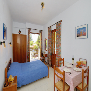 Studio room prepared for guests