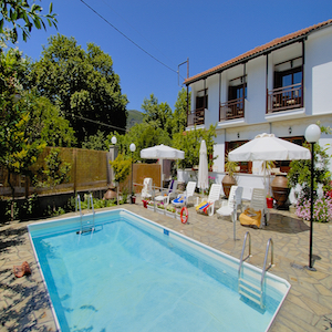 Pool area at Charoula's Studios